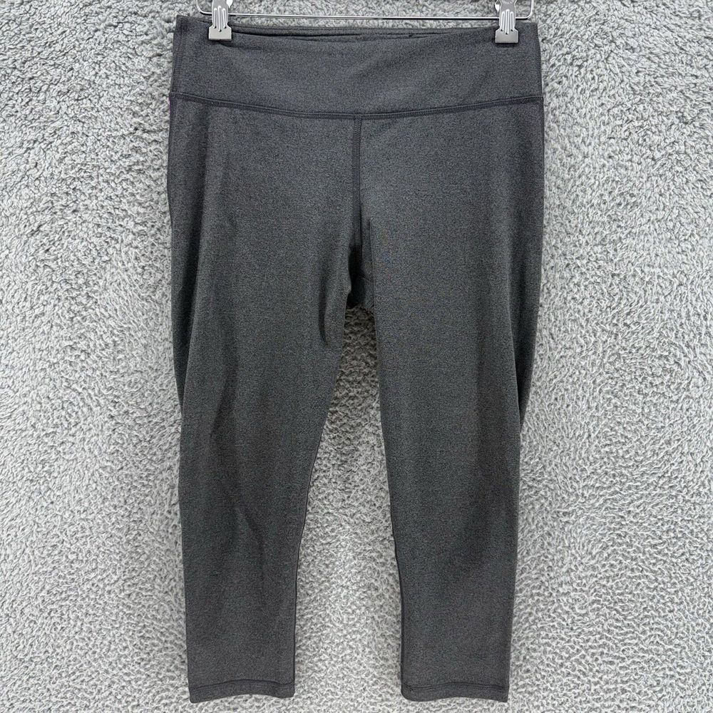 Gaiam Women's Medium Yoga Pants Purple Highlights Charcoal Gray Stretch Leggings